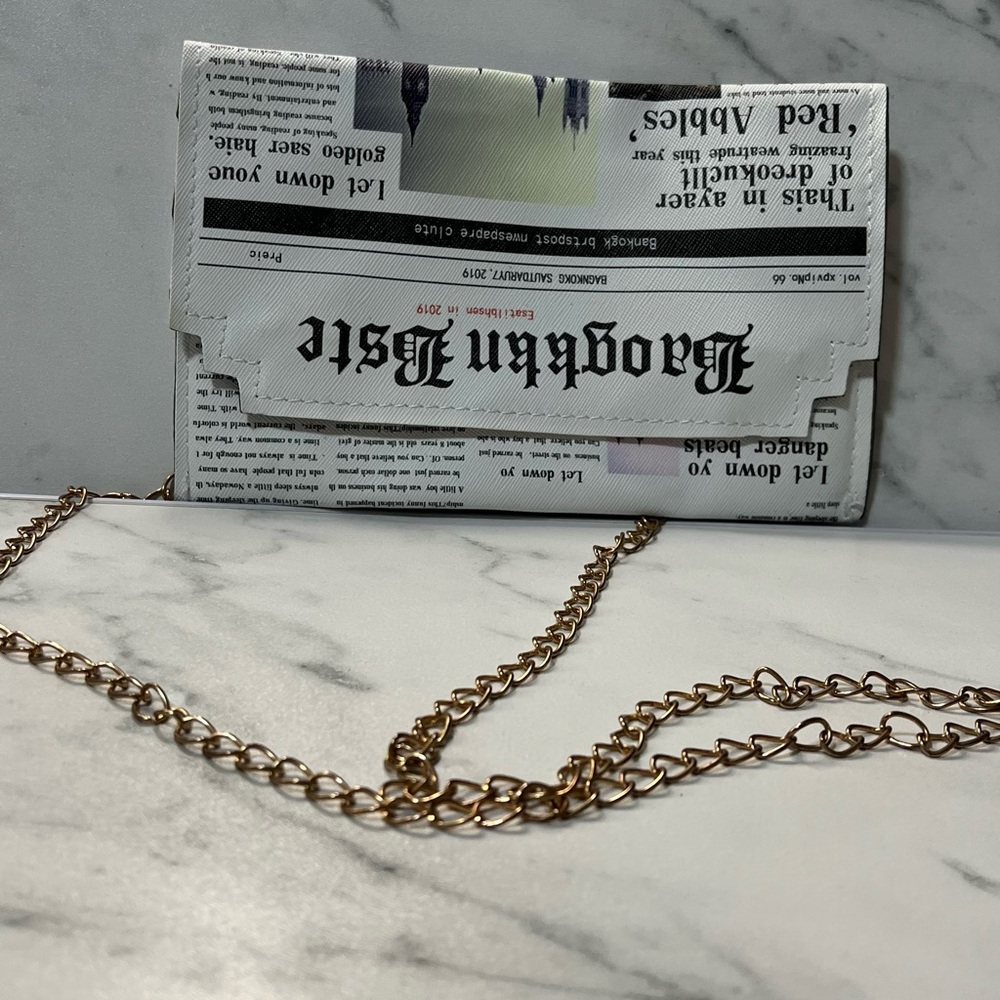 Newspaper Print Crossbody Bag
